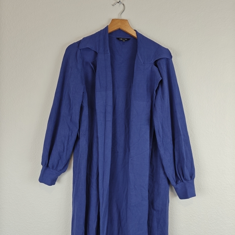MISOOK Textured Relaxed Ribbed Recycled Knit Duster Cardigan In Blue Size Small - Picture 5 of 15